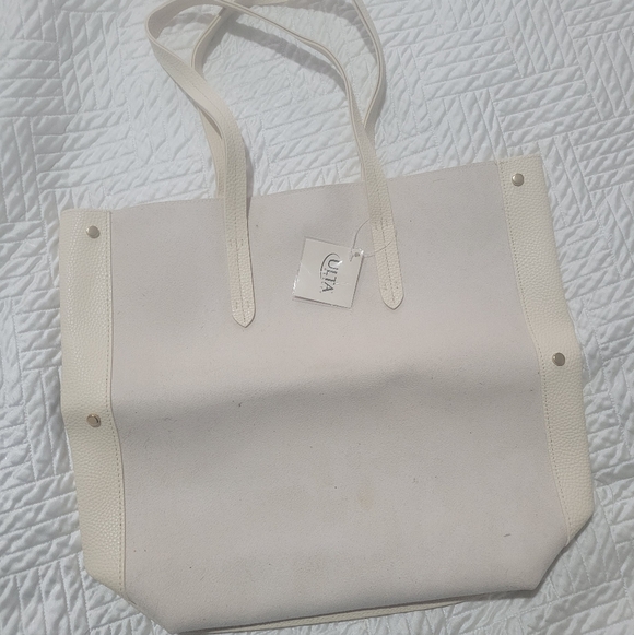 ULTA Cream Faux Leather Tote Bag NWT - Picture 2 of 3